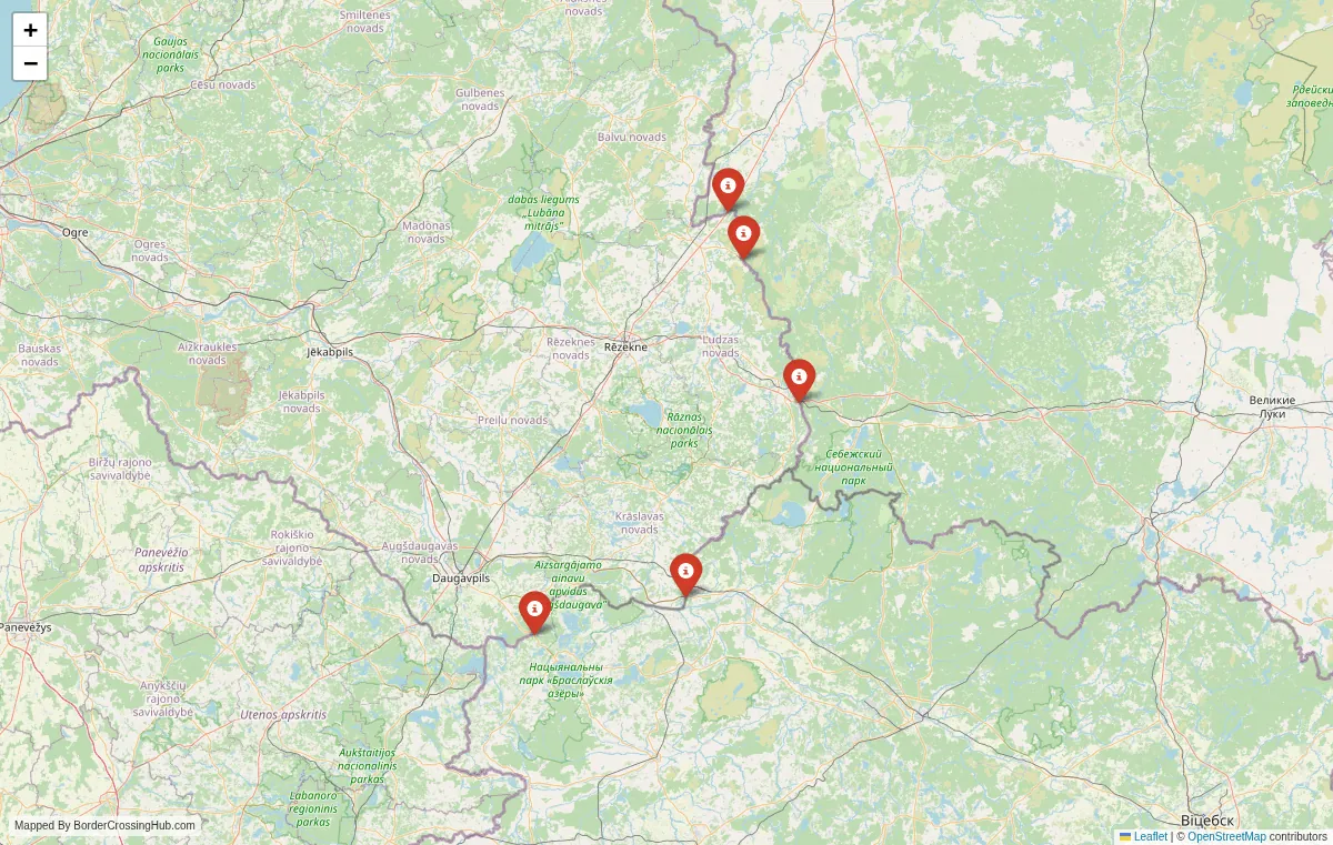 Visual guide to Latvia terrestrial border crossings and frontier checkpoints