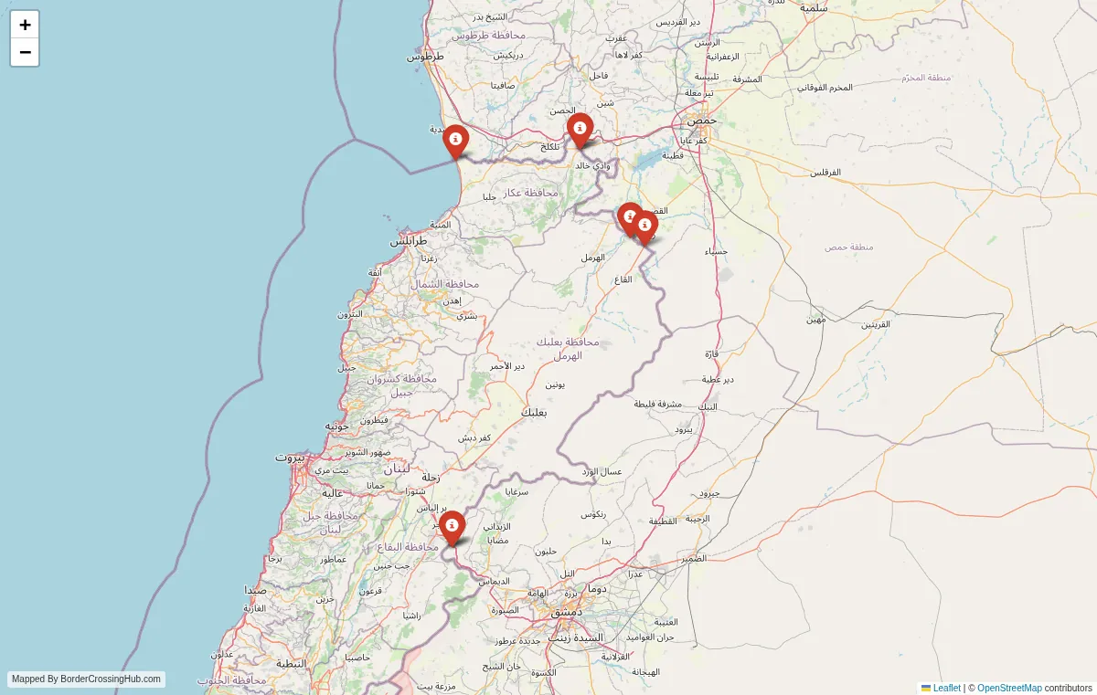 Visual guide to Lebanon terrestrial border crossings and frontier checkpoints
