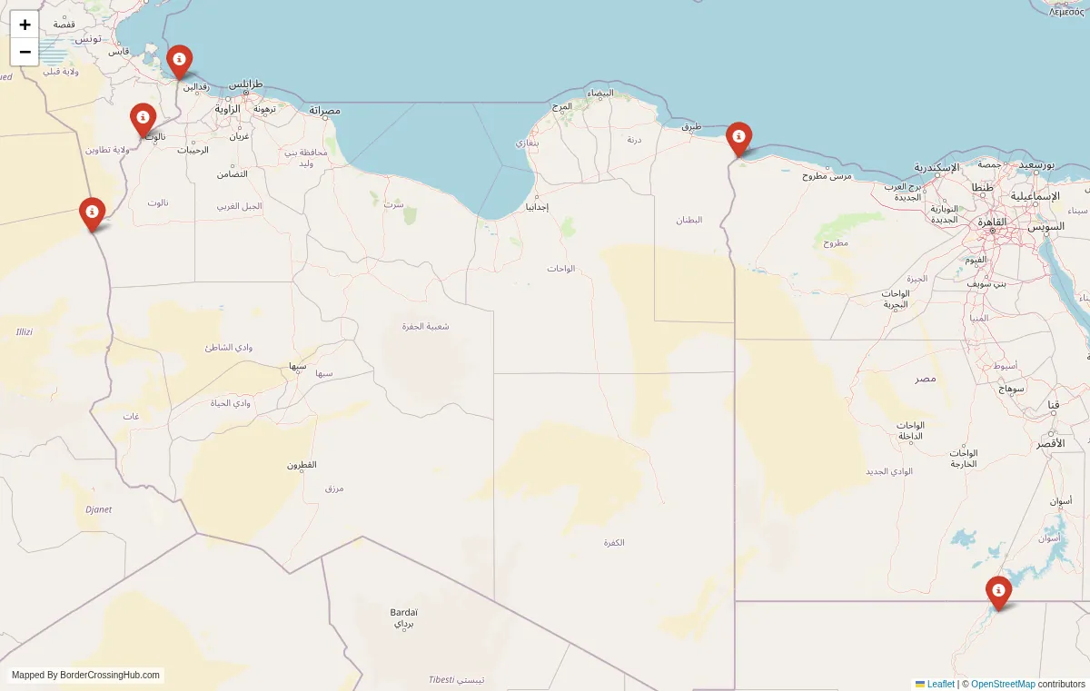 Visual guide to Libya terrestrial border crossings and frontier checkpoints