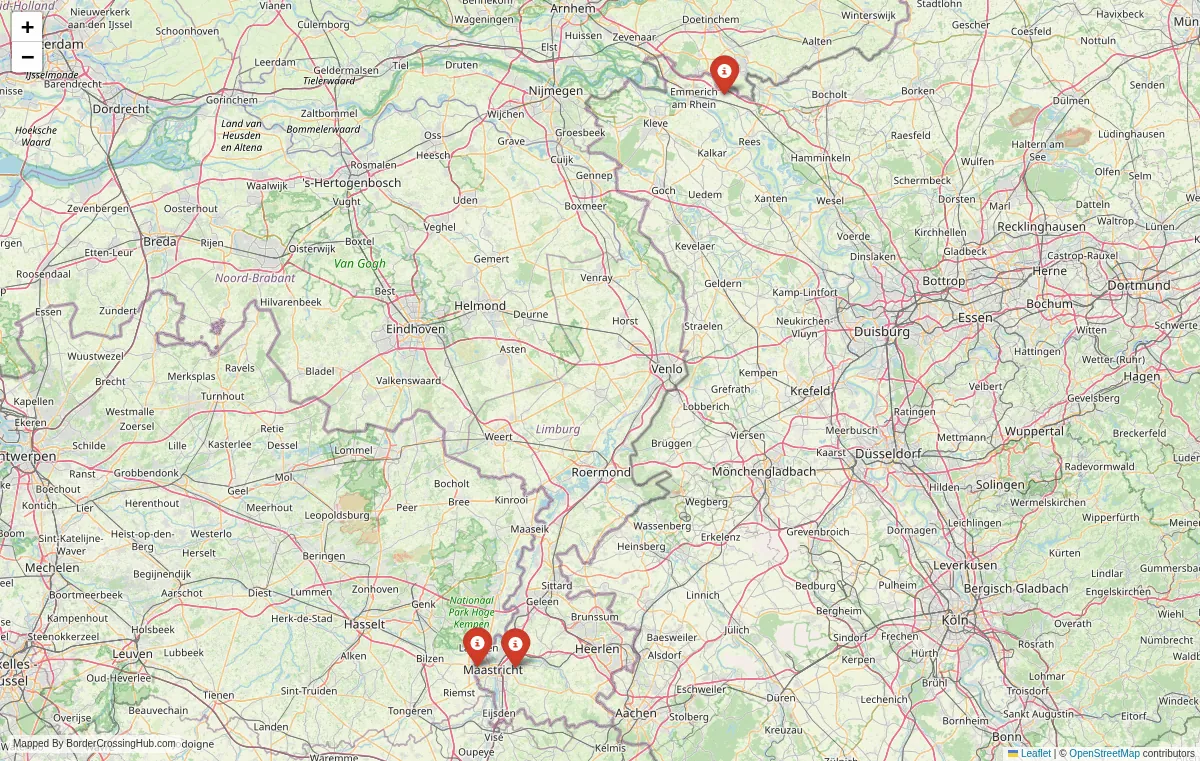 Visual guide to Netherlands terrestrial border crossings and frontier checkpoints