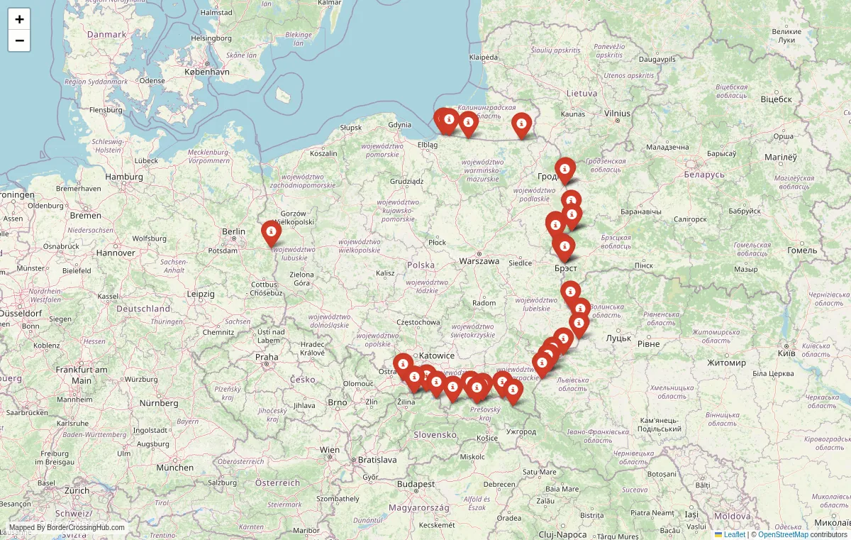 Visual guide to Poland terrestrial border crossings and frontier checkpoints