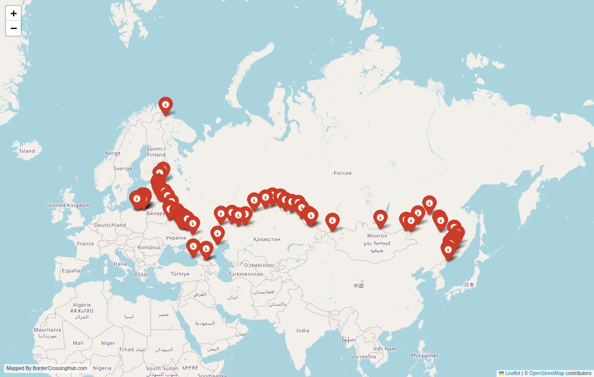 Visual guide to Russia terrestrial border crossings and frontier checkpoints