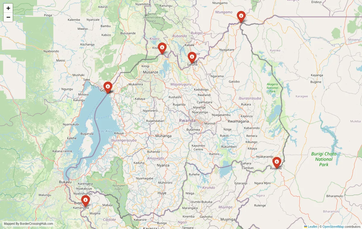 Visual guide to Rwanda terrestrial border crossings and frontier checkpoints