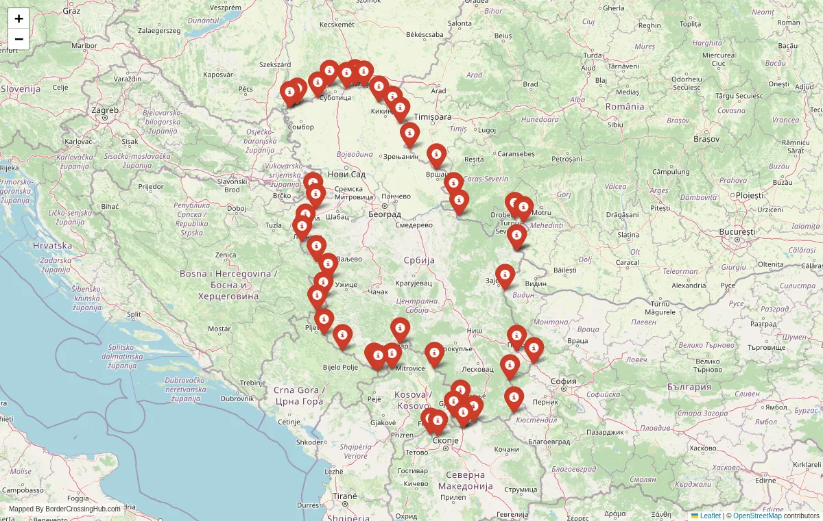 Visual guide to Serbia terrestrial border crossings and frontier checkpoints