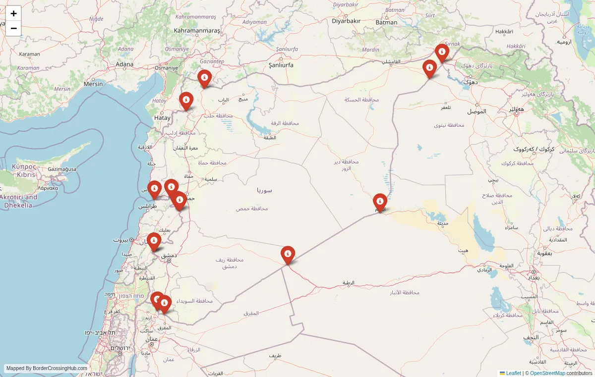 Visual guide to Syria terrestrial border crossings and frontier checkpoints