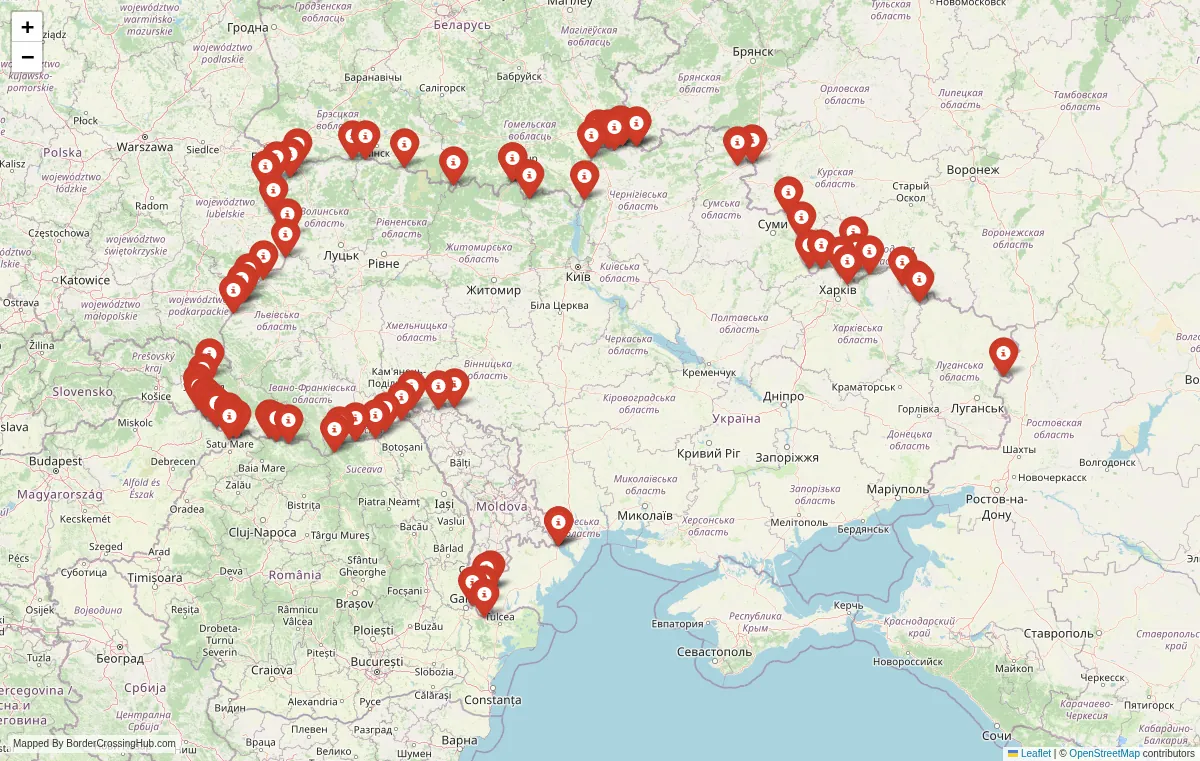 Visual guide to Ukraine terrestrial border crossings and frontier checkpoints