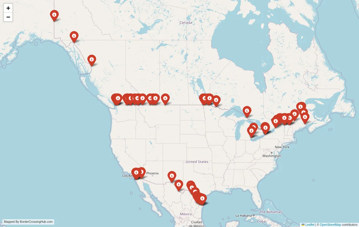 Visual guide to United States terrestrial border crossings and frontier checkpoints