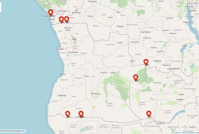 Visual guide to Angola terrestrial border crossings and frontier checkpoints