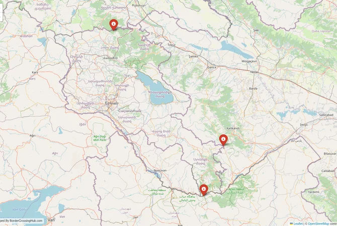 Visual guide to Armenia terrestrial border crossings and frontier checkpoints
