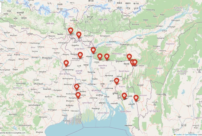 Visual guide to Bangladesh terrestrial border crossings and frontier checkpoints