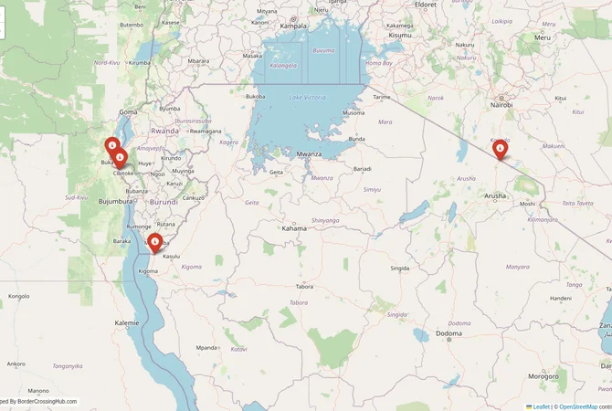 Visual guide to Burundi terrestrial border crossings and frontier checkpoints