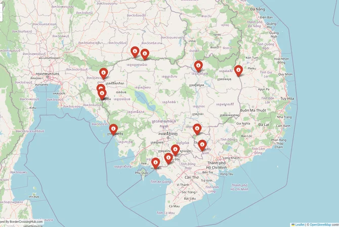 Visual guide to Cambodia terrestrial border crossings and frontier checkpoints