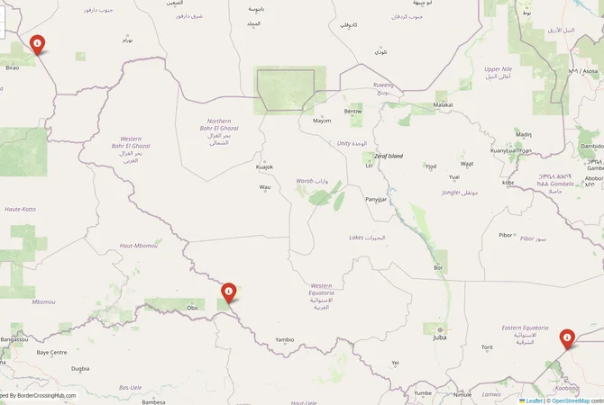 Visual guide to Central African Republic terrestrial border crossings and frontier checkpoints