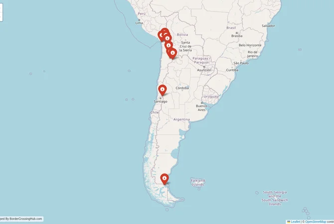 Visual guide to Chile terrestrial border crossings and frontier checkpoints