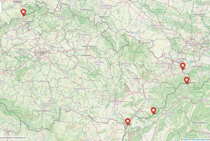 Visual guide to Czech Republic terrestrial border crossings and frontier checkpoints