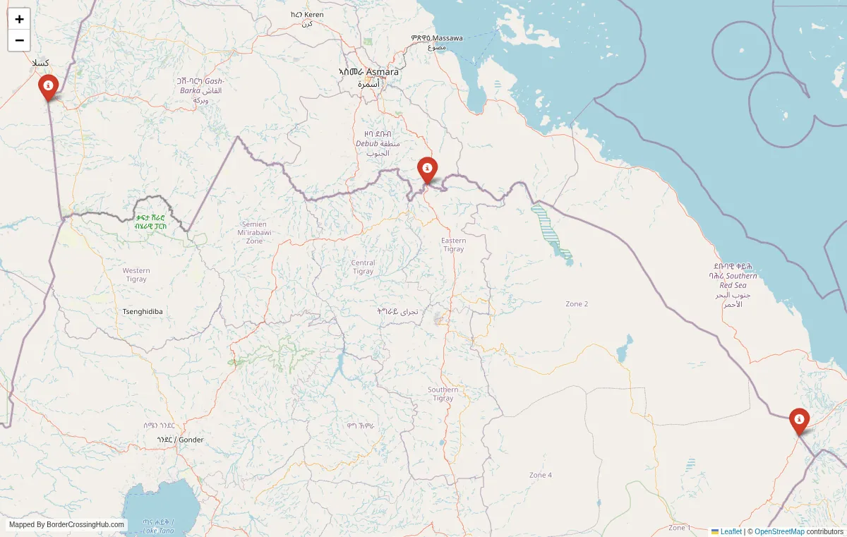 Visual guide to Eritrea terrestrial border crossings and frontier checkpoints
