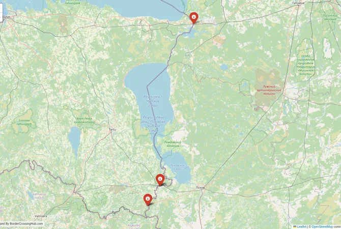 Visual guide to Estonia terrestrial border crossings and frontier checkpoints