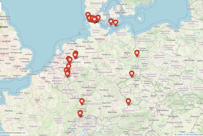 Visual guide to Germany terrestrial border crossings and frontier checkpoints