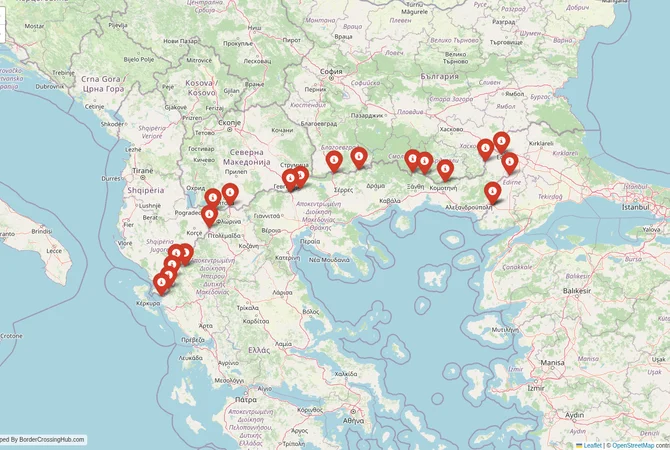 Visual guide to Greece terrestrial border crossings and frontier checkpoints