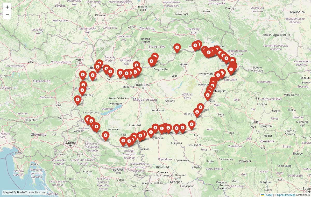 Visual guide to Hungary terrestrial border crossings and frontier checkpoints