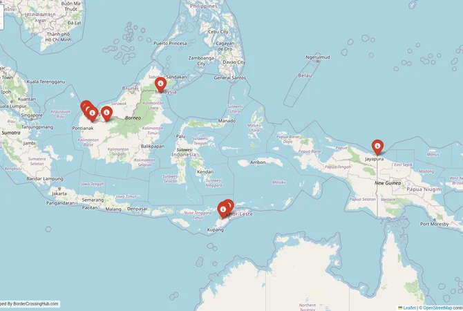Visual guide to Indonesia terrestrial border crossings and frontier checkpoints