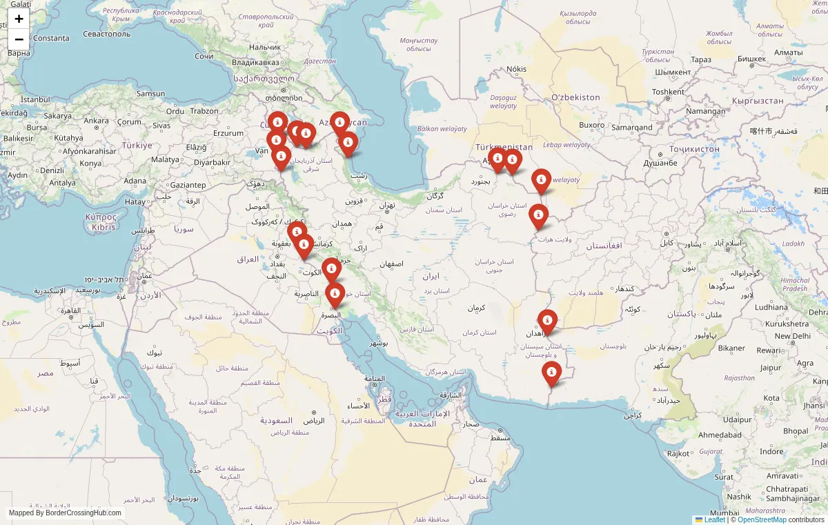 Visual guide to Iran terrestrial border crossings and frontier checkpoints