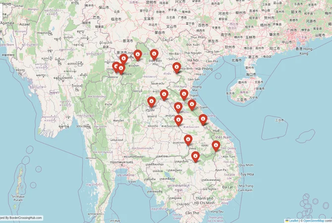 Visual guide to Laos terrestrial border crossings and frontier checkpoints