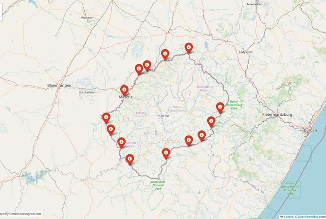 Visual guide to Lesotho terrestrial border crossings and frontier checkpoints