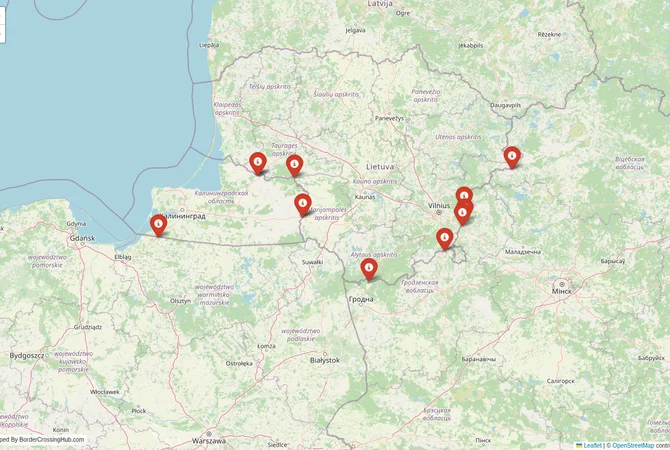 Visual guide to Lithuania terrestrial border crossings and frontier checkpoints