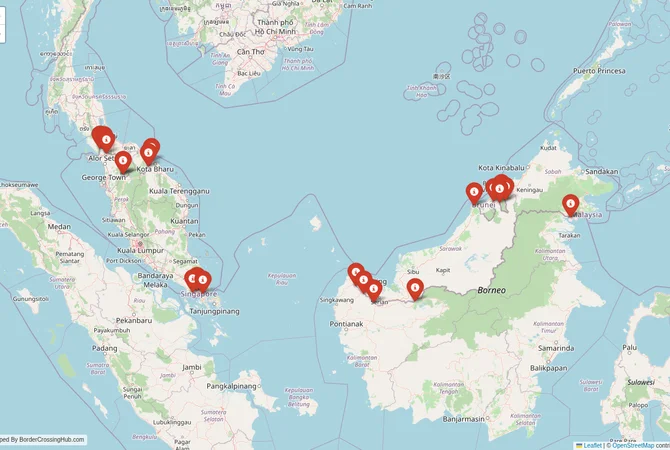 Visual guide to Malaysia terrestrial border crossings and frontier checkpoints