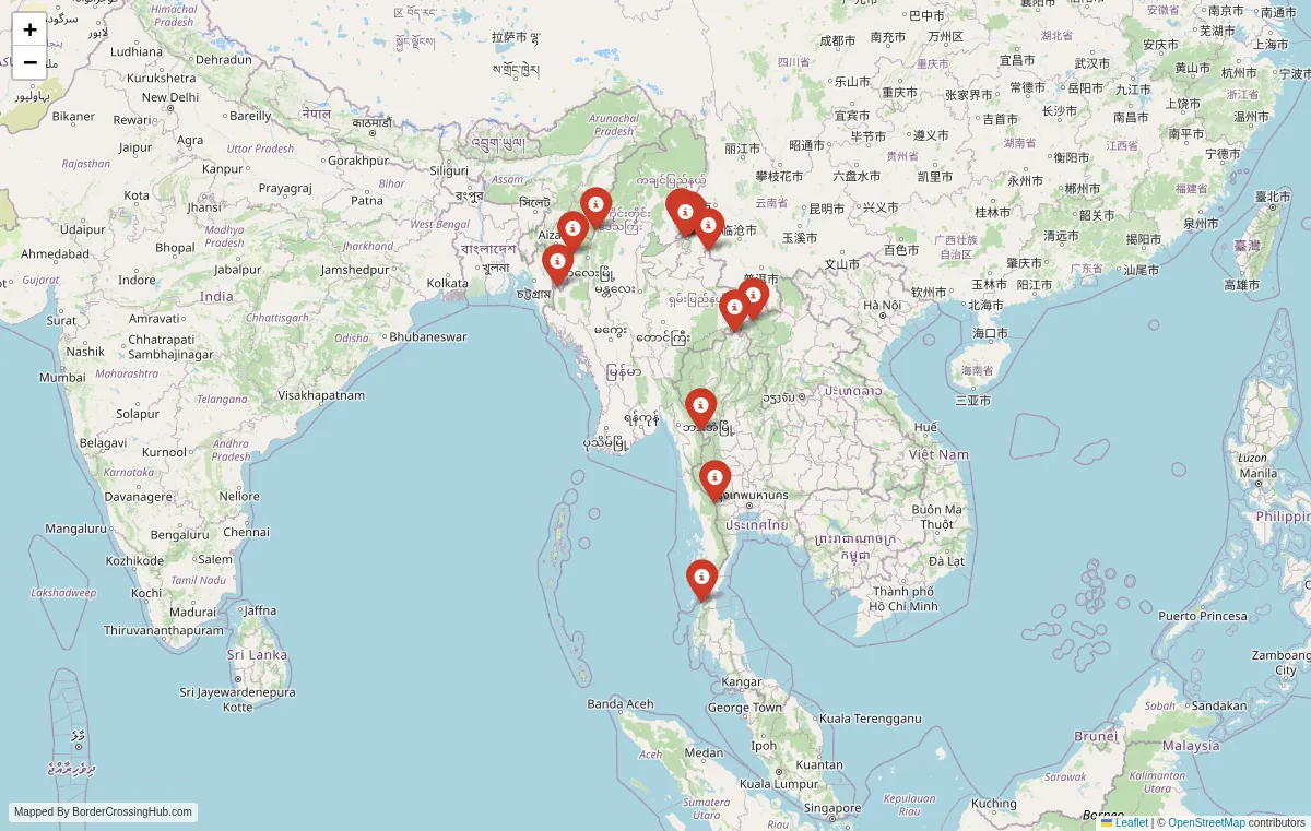 Visual guide to Myanmar terrestrial border crossings and frontier checkpoints