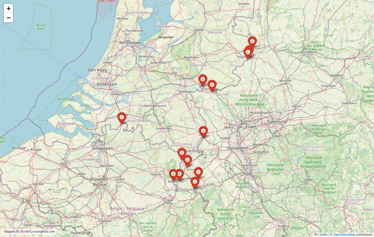 Visual guide to Netherlands terrestrial border crossings and frontier checkpoints
