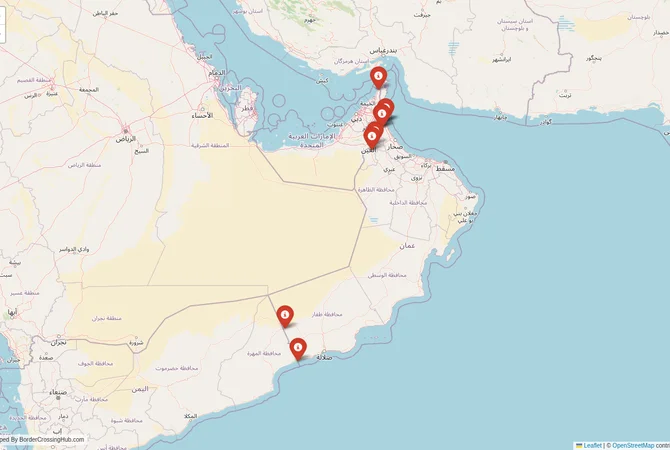 Visual guide to Oman terrestrial border crossings and frontier checkpoints