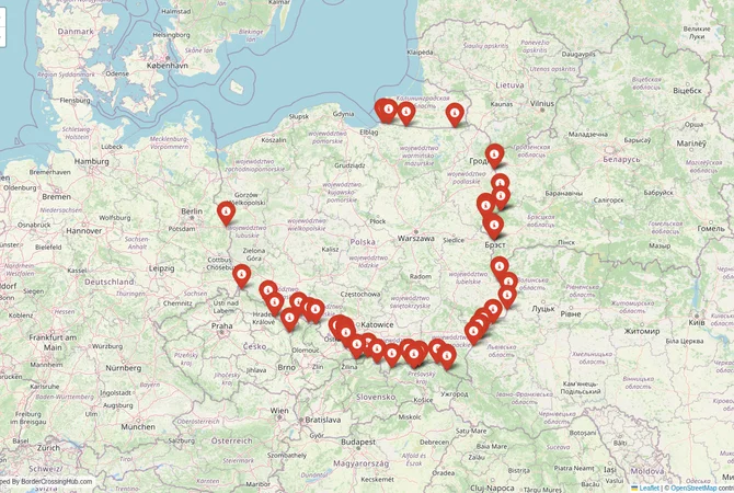 Visual guide to Poland terrestrial border crossings and frontier checkpoints