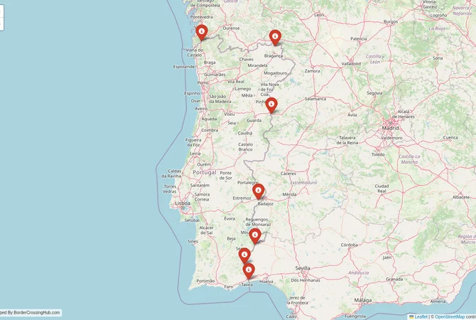 Visual guide to Portugal terrestrial border crossings and frontier checkpoints