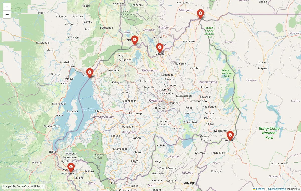 Visual guide to Rwanda terrestrial border crossings and frontier checkpoints