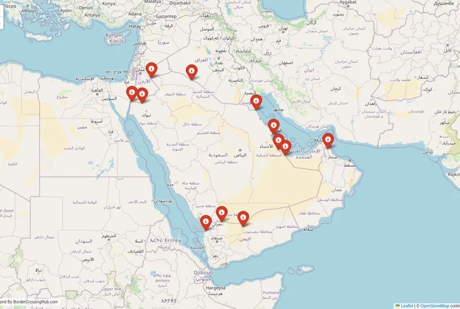 Visual guide to Saudi Arabia terrestrial border crossings and frontier checkpoints