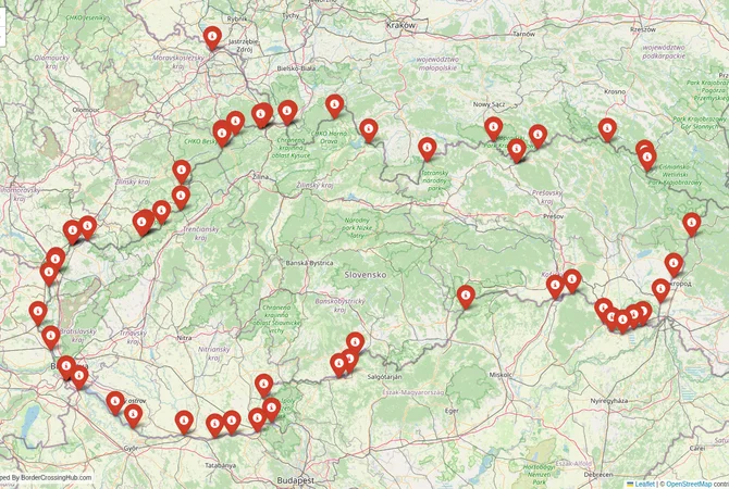 Visual guide to Slovakia terrestrial border crossings and frontier checkpoints