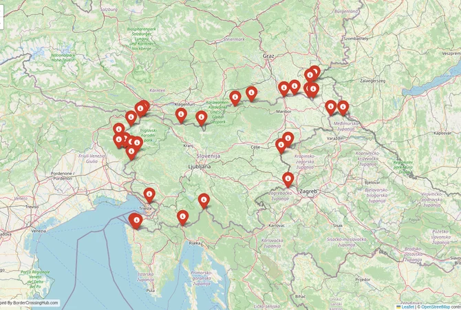 Visual guide to Slovenia terrestrial border crossings and frontier checkpoints