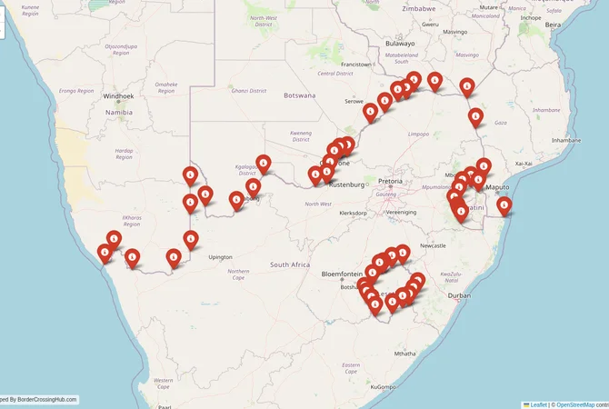 Visual guide to South Africa terrestrial border crossings and frontier checkpoints