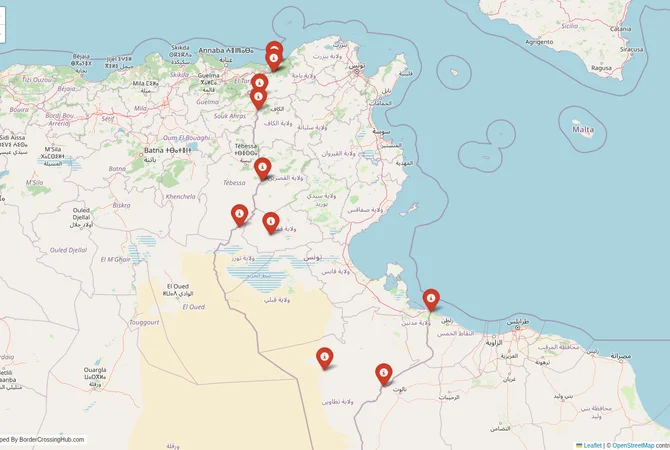 Visual guide to Tunisia terrestrial border crossings and frontier checkpoints