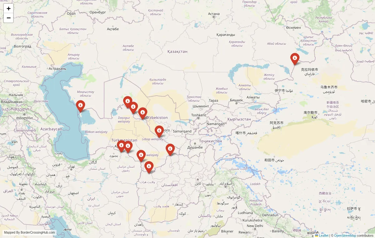 Visual guide to Turkmenistan terrestrial border crossings and frontier checkpoints