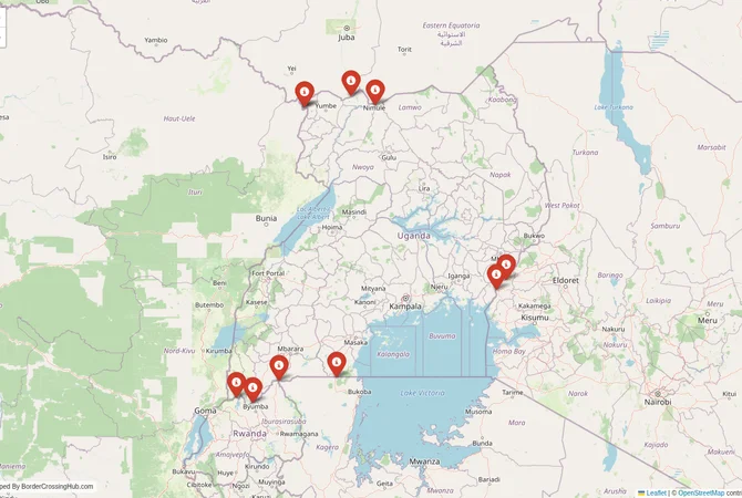 Visual guide to Uganda terrestrial border crossings and frontier checkpoints