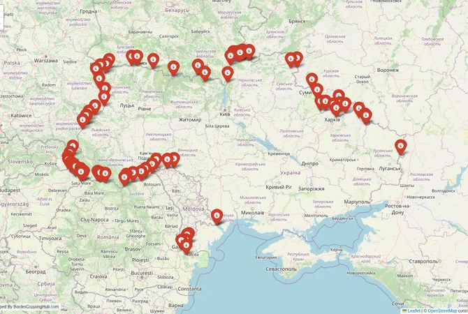 Visual guide to Ukraine terrestrial border crossings and frontier checkpoints
