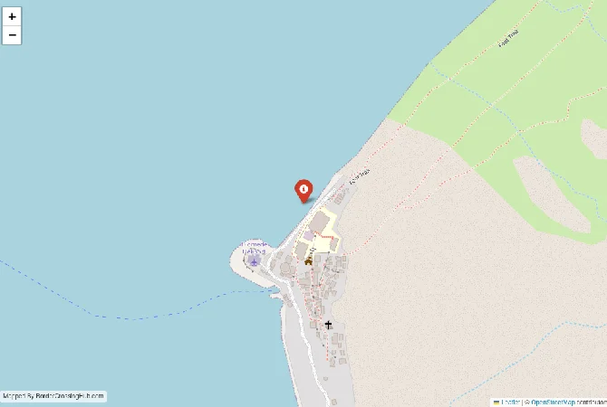 Close-up map showing a border crossing point with marker at the selected land port of entry between United States and Russia