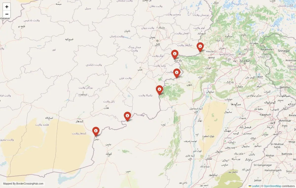Map overview of border crossings