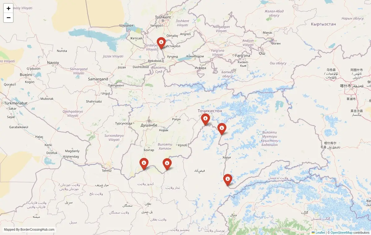 Map overview of border crossings