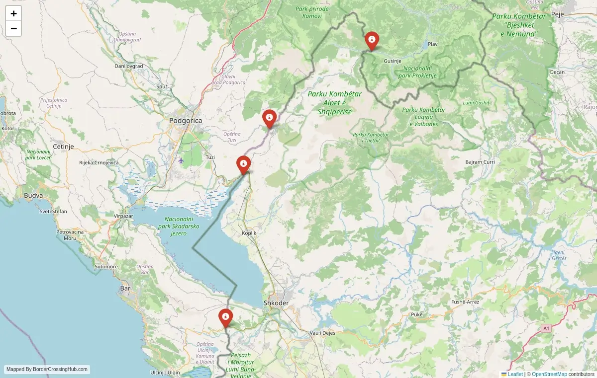 Map overview of border crossings