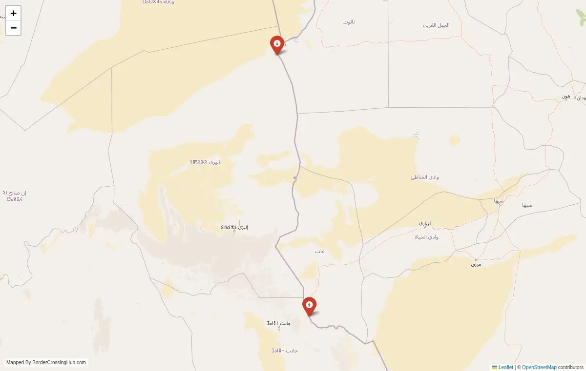 Map overview of border crossings