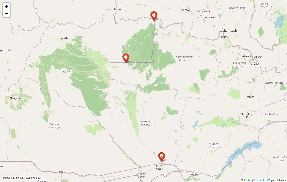Map overview of border crossings